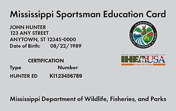 Mississippi Hunter Education Card