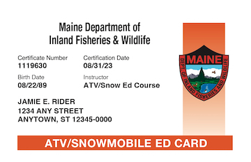 Maine safety education card