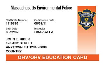 Massachusetts safety education card