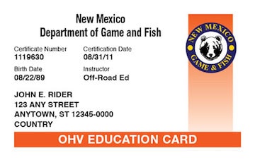 New Mexico safety education card