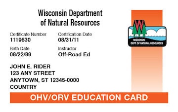 Wisconsin safety education card