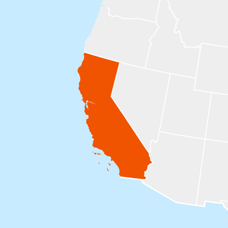 The state of California highlighted within a larger map