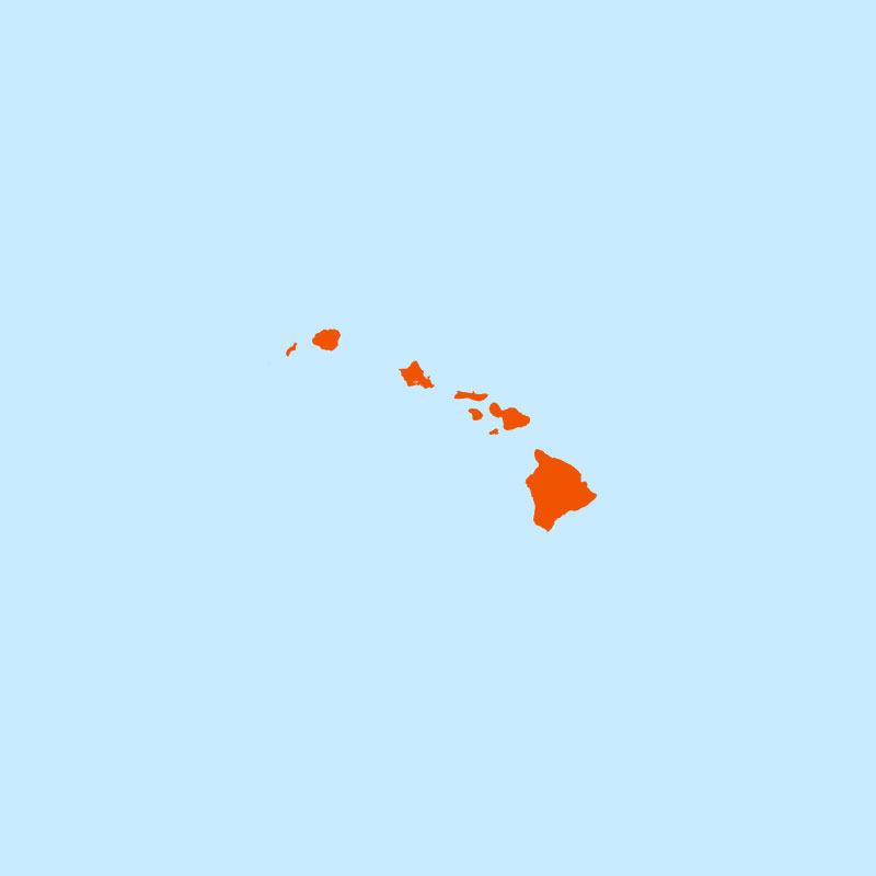 The state of Hawaii highlighted within a larger map