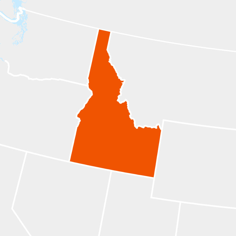 The state of idaho highlighted within a larger map