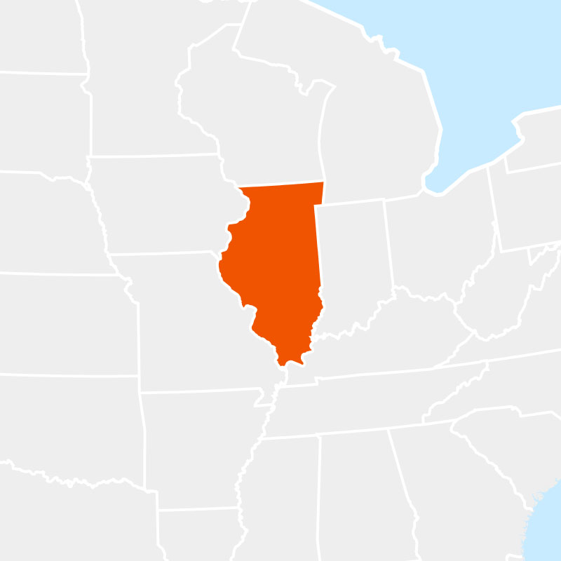 The state of Illinois highlighted within a larger map