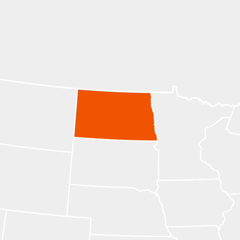 The state of northdakota highlighted within a larger map