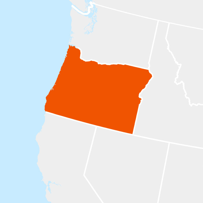 The state of oregon highlighted within a larger map