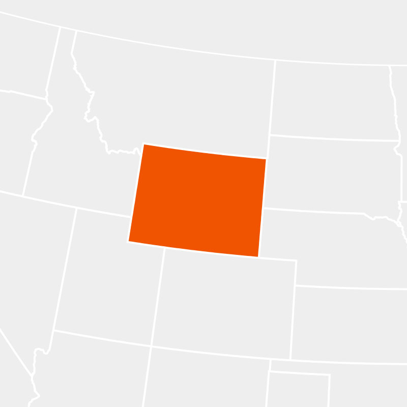 The state of Wyoming highlighted within a larger map