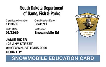 South Dakota safety education card