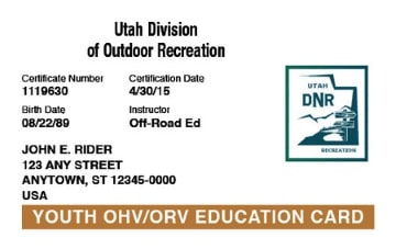 Utah safety education card